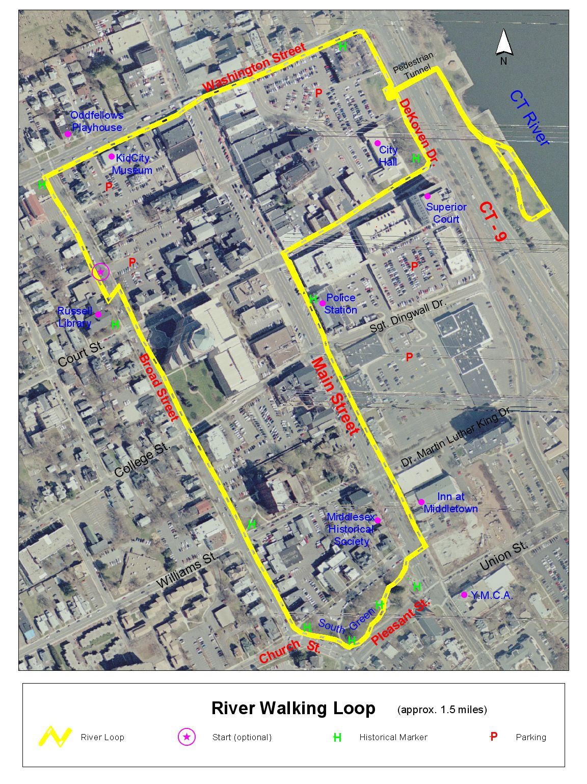 River Walking Loop Aerial Photo Map