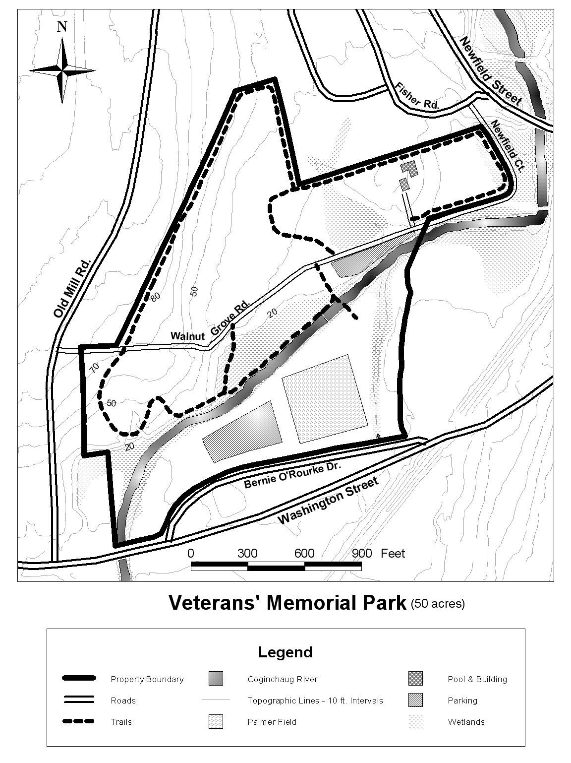 Veterans Park Property Black and White Map
