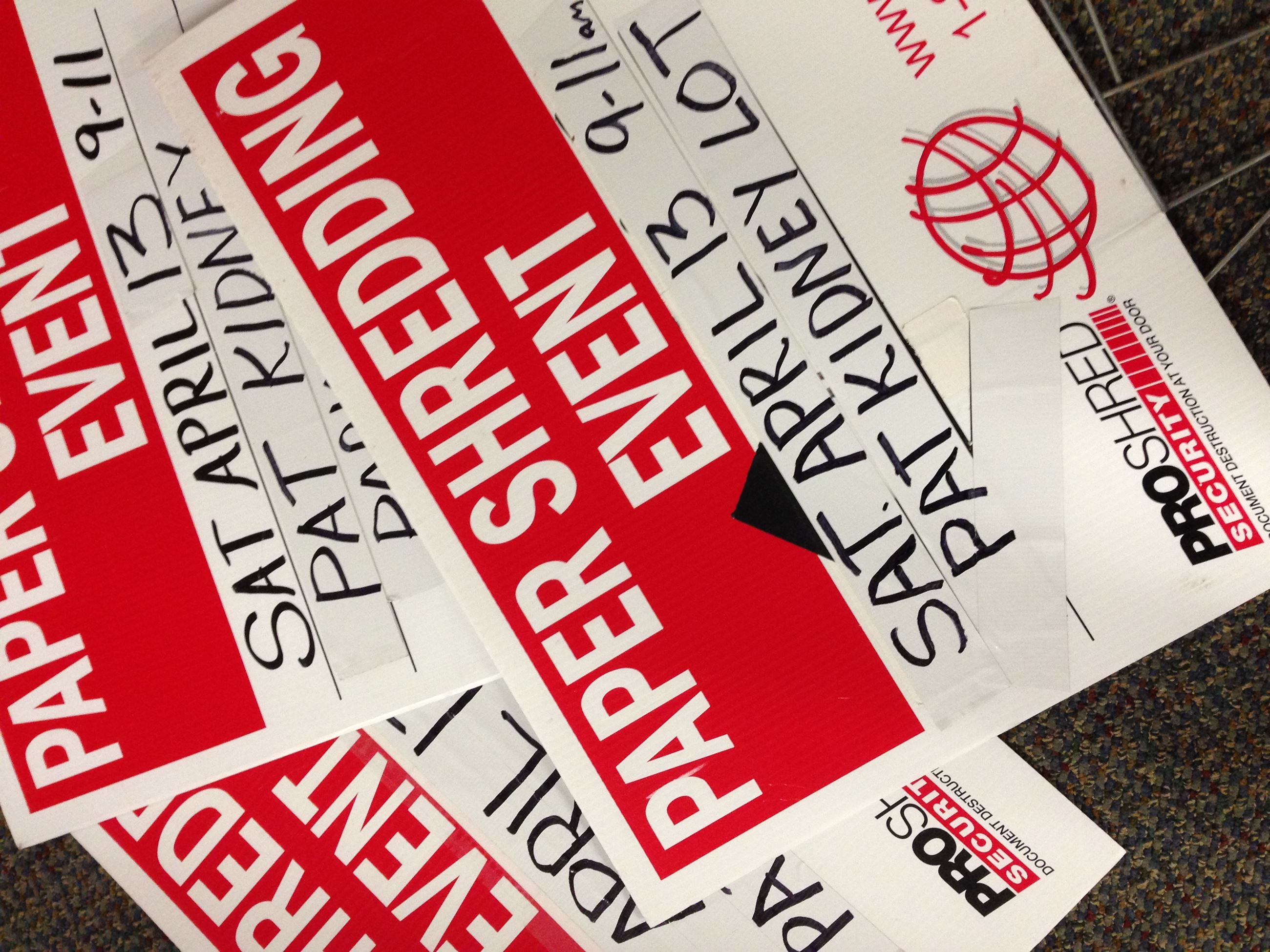 Paper Shred Signs 2019