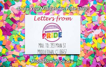 Text reading Share Your Middletown Pride, Mail To: 393 Main Street Middletown, CT 06457 MiddletownPr