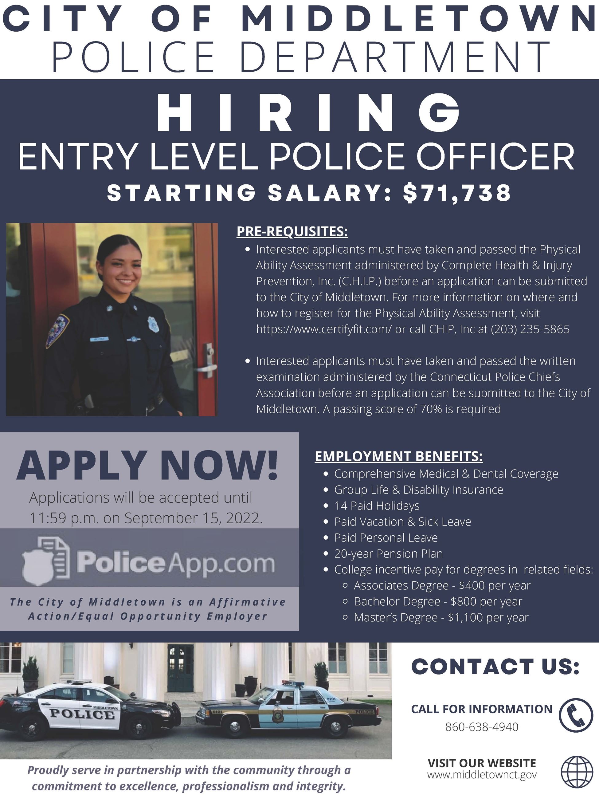 Posting - Entry Level Police Officer CLOSES 9-15-2022