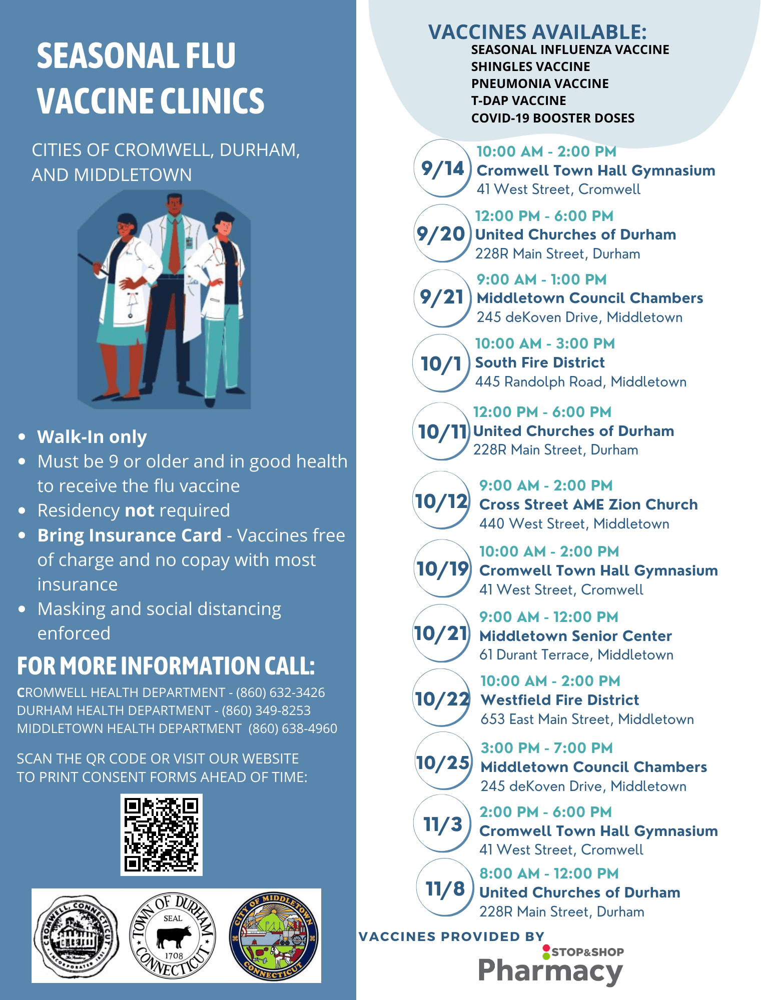 Seasonal Flu Vaccine Clinic Schedule 2022