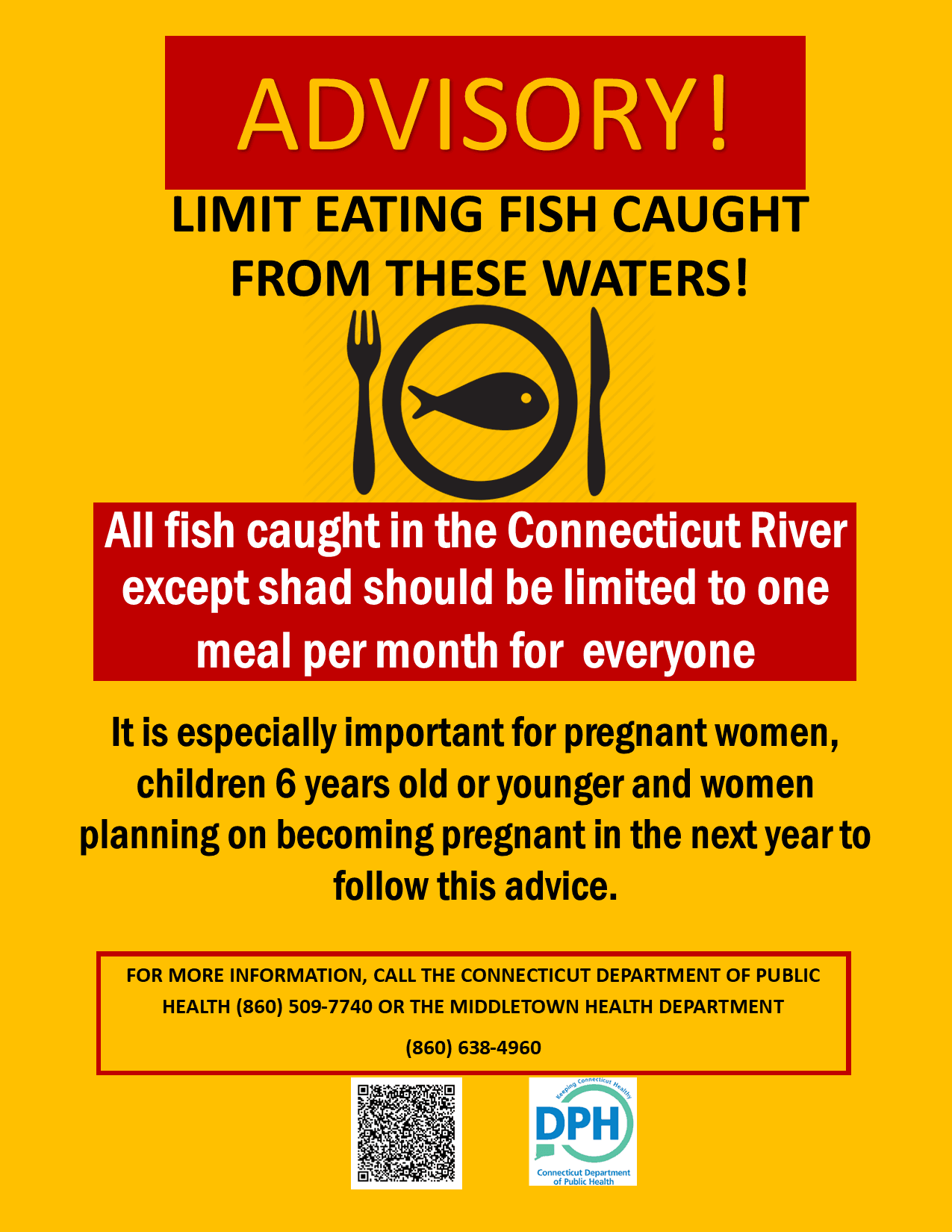 Fish Advisory Update Sign Connecticut River Middletown 2