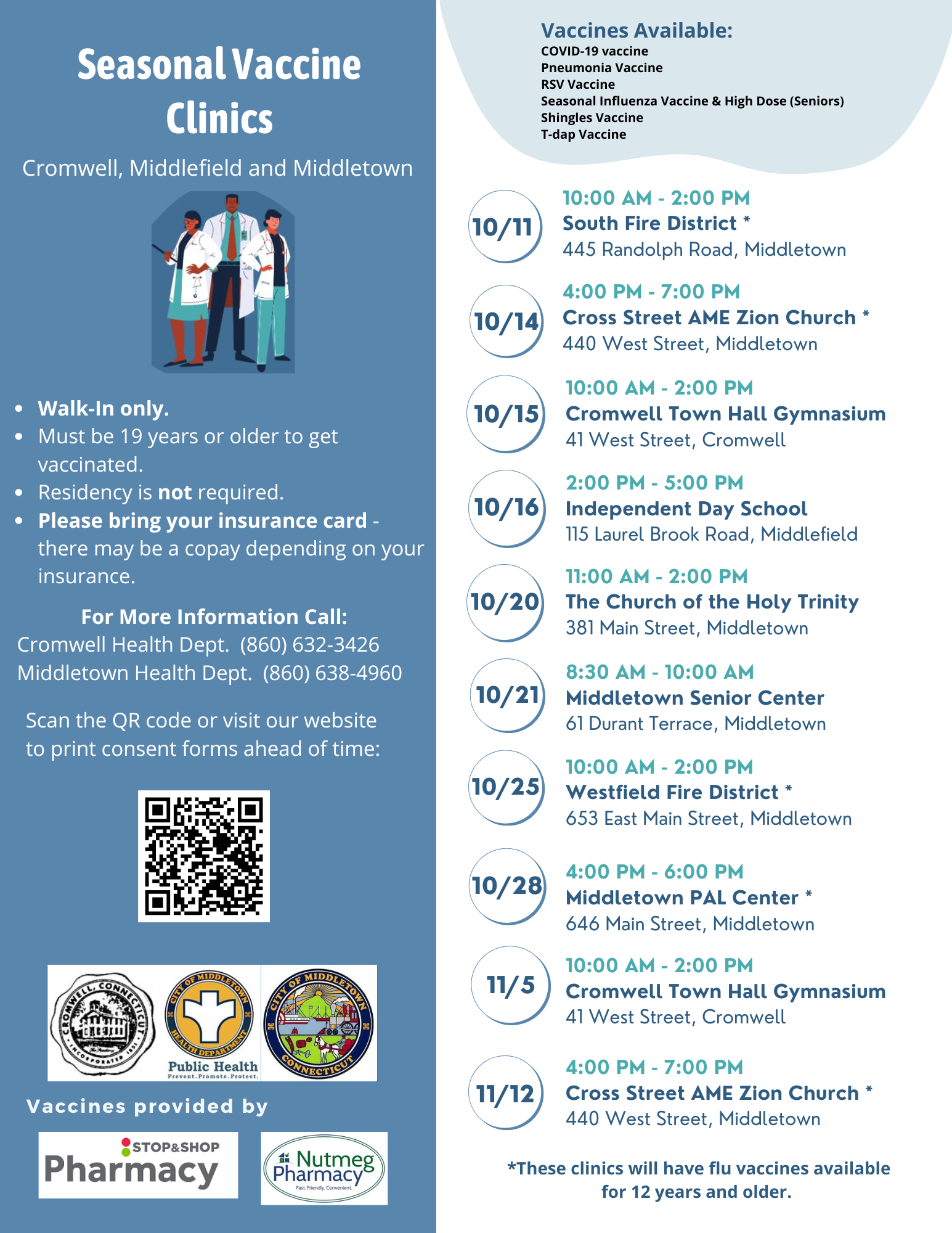 Stop and Shop Vaccination Clinic Schedule Fall 2025 Updated 10.03.2025