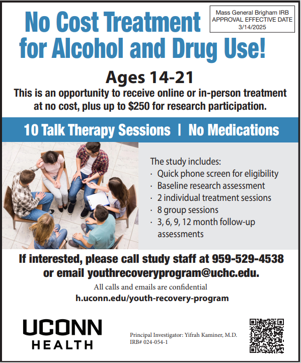 UConn Health Flyer for Alcohol and Drug Use