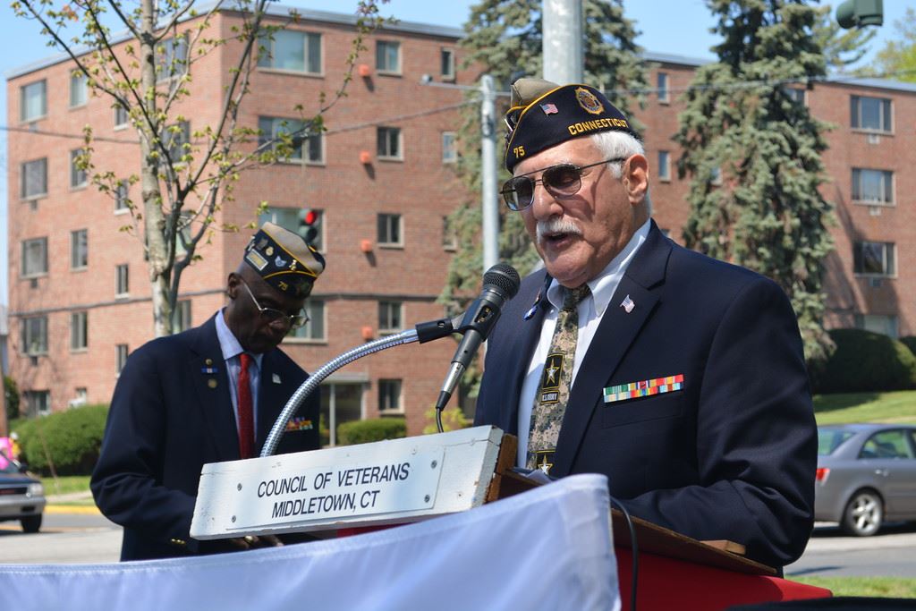 Veteran Speaking at Podium at the Council of Veterans Middletown, CT