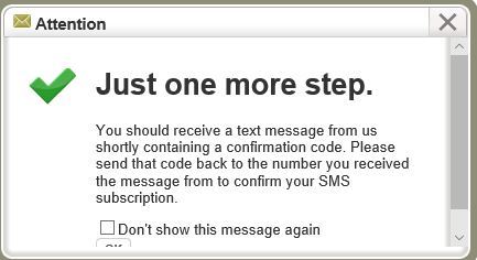 Screenshot of Notify Me SMS One More Step